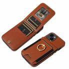For iPhone 15 Ring Multifunctional Vertical Flip Wallet Back Cover Leather Phone Case(Brown) - 3