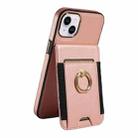 For iPhone 14 Plus Ring Multifunctional Vertical Flip Wallet Back Cover Leather Phone Case(Rose Gold) - 2
