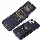 For iPhone 14 Plus Ring Multifunctional Vertical Flip Wallet Back Cover Leather Phone Case(Dark Blue) - 3