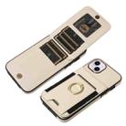 For iPhone 14 Plus Ring Multifunctional Vertical Flip Wallet Back Cover Leather Phone Case(Beige) - 3