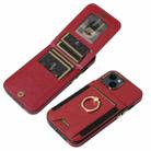 For iPhone 14 Ring Multifunctional Vertical Flip Wallet Back Cover Leather Phone Case(Red) - 3