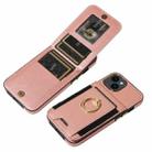 For iPhone 14 Ring Multifunctional Vertical Flip Wallet Back Cover Leather Phone Case(Rose Gold) - 3