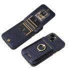For iPhone 14 Ring Multifunctional Vertical Flip Wallet Back Cover Leather Phone Case(Dark Blue) - 3