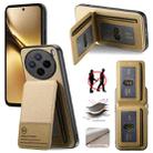 For vivo X200 Twill Fabric Leather Vertical Flip RFID Card Bag Phone Case(Khaki) - 1