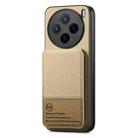 For vivo X200 Twill Fabric Leather Vertical Flip RFID Card Bag Phone Case(Khaki) - 2