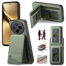 For vivo X200 Twill Fabric Leather Vertical Flip RFID Card Bag Phone Case(Green) - 1