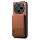 For vivo X200 Twill Fabric Leather Vertical Flip RFID Card Bag Phone Case(Brown) - 2