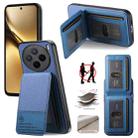 For vivo X200 Twill Fabric Leather Vertical Flip RFID Card Bag Phone Case(Blue) - 1