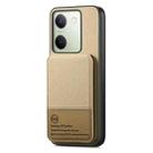 For vivo Y300+ Twill Fabric Leather Vertical Flip RFID Card Bag Phone Case(Khaki) - 2