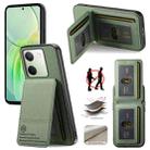 For vivo Y300+ Twill Fabric Leather Vertical Flip RFID Card Bag Phone Case(Green) - 1