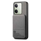 For vivo Y300+ Twill Fabric Leather Vertical Flip RFID Card Bag Phone Case(Gray) - 2