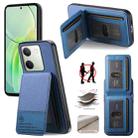 For vivo Y300+ Twill Fabric Leather Vertical Flip RFID Card Bag Phone Case(Blue) - 1