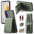 For vivo V40 Lite 4G Twill Fabric Leather Vertical Flip RFID Card Bag Phone Case(Green) - 1