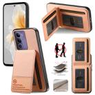 For vivo V40 Lite 4G Twill Fabric Leather Vertical Flip RFID Card Bag Phone Case(Pink) - 1