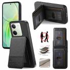 For vivo Y04 Twill Fabric Leather Vertical Flip RFID Card Bag Phone Case(Black) - 1