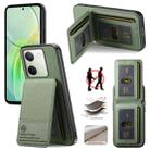 For vivo Y04 Twill Fabric Leather Vertical Flip RFID Card Bag Phone Case(Green) - 1