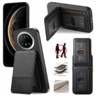 For Huawei Mate 70 Twill Fabric Leather Vertical Flip RFID Card Bag Phone Case(Black) - 1