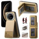 For Huawei Mate 70 Pro+ Twill Fabric Leather Vertical Flip RFID Card Bag Phone Case(Khaki) - 1