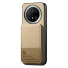 For Huawei Mate 70 Pro+ Twill Fabric Leather Vertical Flip RFID Card Bag Phone Case(Khaki) - 2