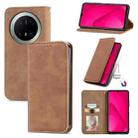 For Huawei Mate 70 Pro Retro Skin Feel Magnetic Flip Leather Phone Case(Brown) - 1