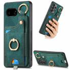 For Google Pixel 9a Retro Skin-feel Ring Card Bag Phone Case with Hang Loop(Green) - 1