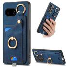 For Google Pixel 9a Retro Skin-feel Ring Card Bag Phone Case with Hang Loop(Blue) - 1