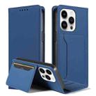 For iPhone 16 Pro Magnetism Skin Feel Card Holder Leather Phone Case(blue) - 1