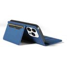 For iPhone 16 Pro Magnetism Skin Feel Card Holder Leather Phone Case(blue) - 3