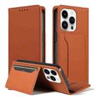 For iPhone 16 Pro Max Magnetism Skin Feel Card Holder Leather Phone Case(brown) - 1