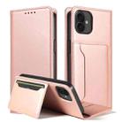 For iPhone 16 Plus Magnetism Skin Feel Card Holder Leather Phone Case(pink) - 1