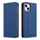 For iPhone 16 Plus Magnetism Skin Feel Card Holder Leather Phone Case(blue) - 2