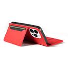 For iPhone 15 Pro Max Magnetism Skin Feel Card Holder Leather Phone Case(red) - 3