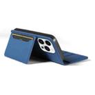 For iPhone 15 Pro Max Magnetism Skin Feel Card Holder Leather Phone Case(blue) - 3