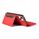 For iPhone 14 Plus Magnetism Skin Feel Card Holder Leather Phone Case(red) - 3