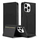 For iPhone 13 Pro Magnetism Skin Feel Card Holder Leather Phone Case(black) - 1