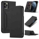 For iPhone 12 / 12 Pro Magnetism Skin Feel Card Holder Leather Phone Case(black) - 1