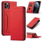 For iPhone 12 / 12 Pro Magnetism Skin Feel Card Holder Leather Phone Case(red) - 1
