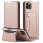 For iPhone 12 / 12 Pro Magnetism Skin Feel Card Holder Leather Phone Case(pink) - 2