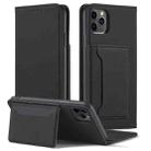 For iPhone 12 Pro Max Magnetism Skin Feel Card Holder Leather Phone Case(black) - 2