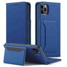 For iPhone 11 Pro Max Magnetism Skin Feel Card Holder Leather Phone Case(blue) - 2
