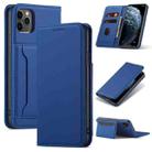 For iPhone 11 Pro Magnetism Skin Feel Card Holder Leather Phone Case(blue) - 1