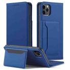 For iPhone 11 Pro Magnetism Skin Feel Card Holder Leather Phone Case(blue) - 2