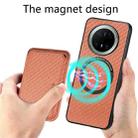 For Huawei Mate 70 Carbon Fiber Leather Card Magsafe Phone Case(Brown) - 3