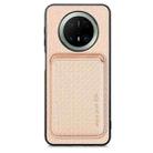 For Huawei Mate 70 Carbon Fiber Leather Card Magsafe Phone Case(Khaki) - 1