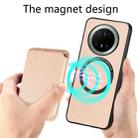 For Huawei Mate 70 Carbon Fiber Leather Card Magsafe Phone Case(Khaki) - 3
