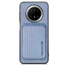 For Huawei Mate 70 Pro Carbon Fiber Leather Card Magsafe Phone Case(Blue) - 1