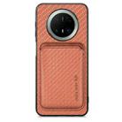 For Huawei Mate 70 Pro Carbon Fiber Leather Card Magsafe Phone Case(Brown) - 1