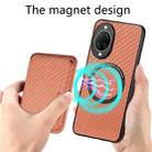 For Huawei nova 14 Carbon Fiber Leather Card Magsafe Phone Case(Brown) - 3