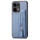 For OPPO Reno13 Carbon Fiber Horizontal Flip Zipper Wallet Phone Case(Blue) - 2
