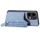 For OPPO Reno13 Carbon Fiber Horizontal Flip Zipper Wallet Phone Case(Blue) - 3